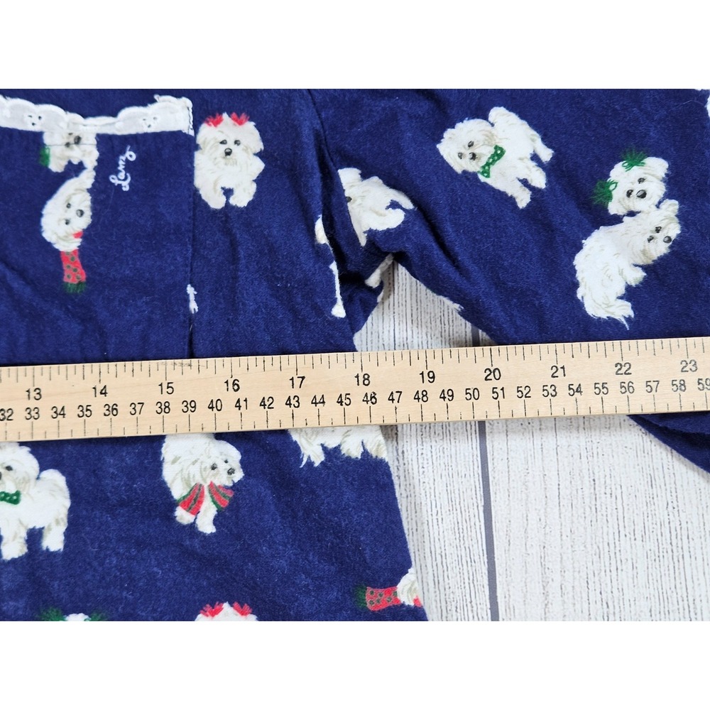 Lanz of Salzburg Pajama Top Womens Large Blue Cotton Dog Print Button Front - Picture 3 of 8